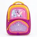 Purple unicorn print 3D school backpack front view