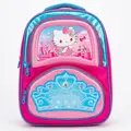 Crown-shaped front pocket detail on purple unicorn backpack