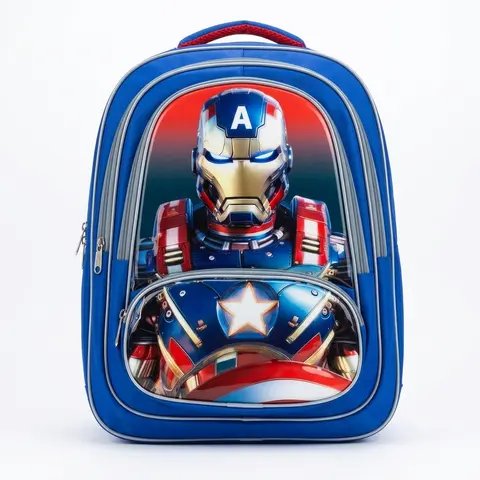 3D Heroes Backpack - Superhero Print School Bag for Kids front view