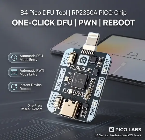 B4 PICO Auto DFU Tool with RP2350A chip for iPhone DFU mode