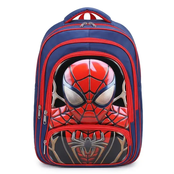 3D Heroes Backpack - Superhero Print School Bag for Kids front view