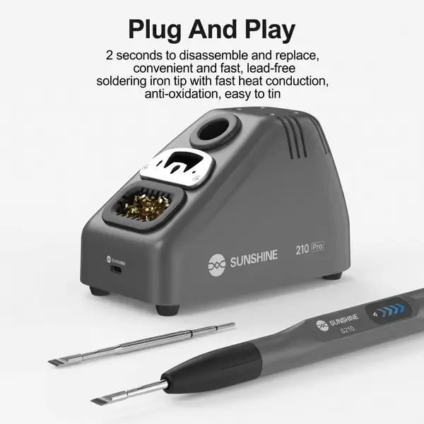 SUNSHINE S210 Pro Smart Portable Soldering Iron Station – 110W, 100-450°C Digital Temperature Control, Induction Sleep