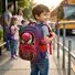 Kids superhero school bag padded shoulder straps back view